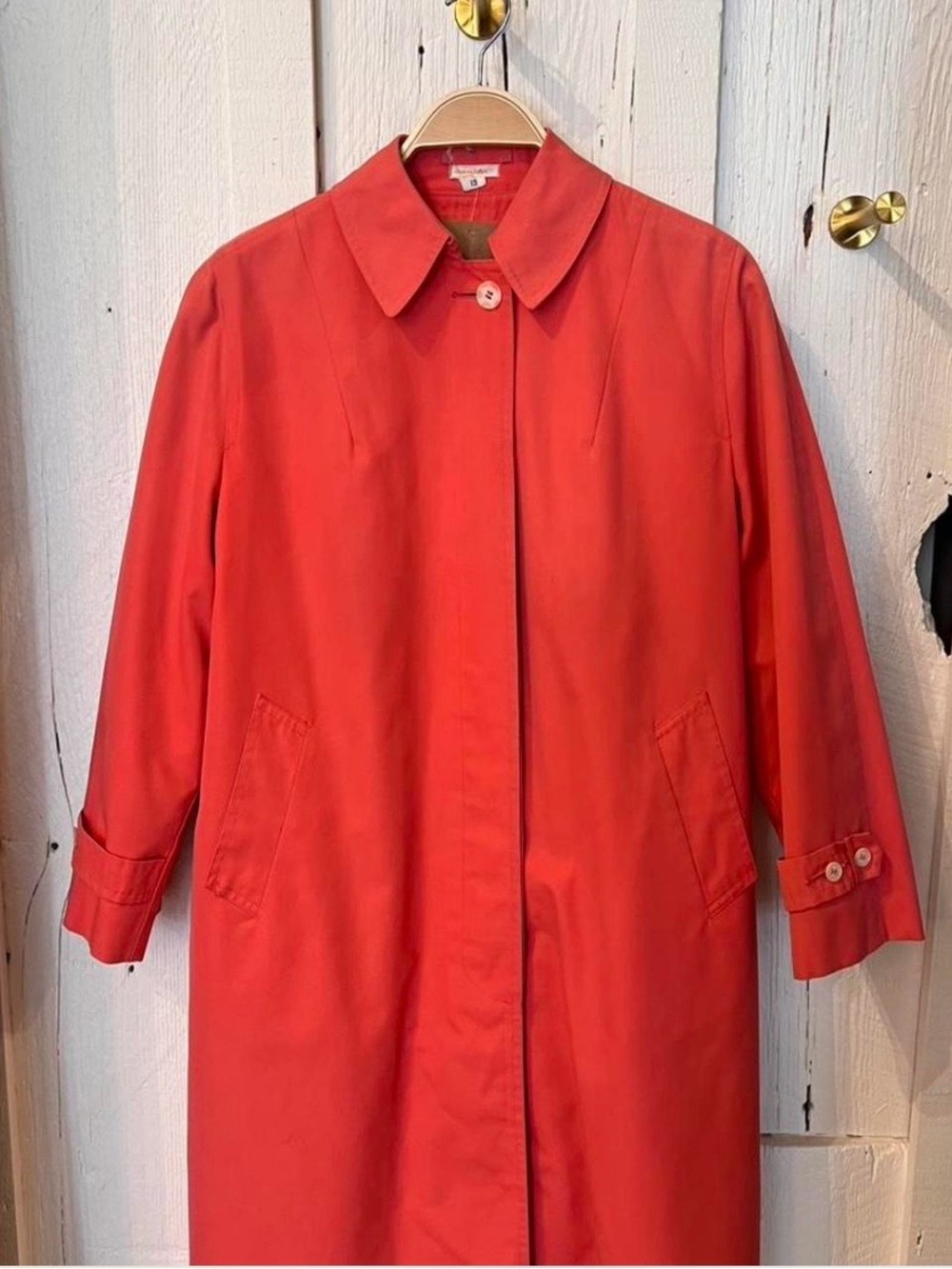 Coral Vintage Trench Coat with Faux Fur Insert